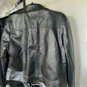 Apperloth Black Faux Leather Motor Biker Jacket Size L